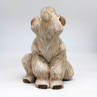 One-of-a-Kind Polar Bear with Eskimo Family WOODCARVED Figurine 7.5x5.5x5.5