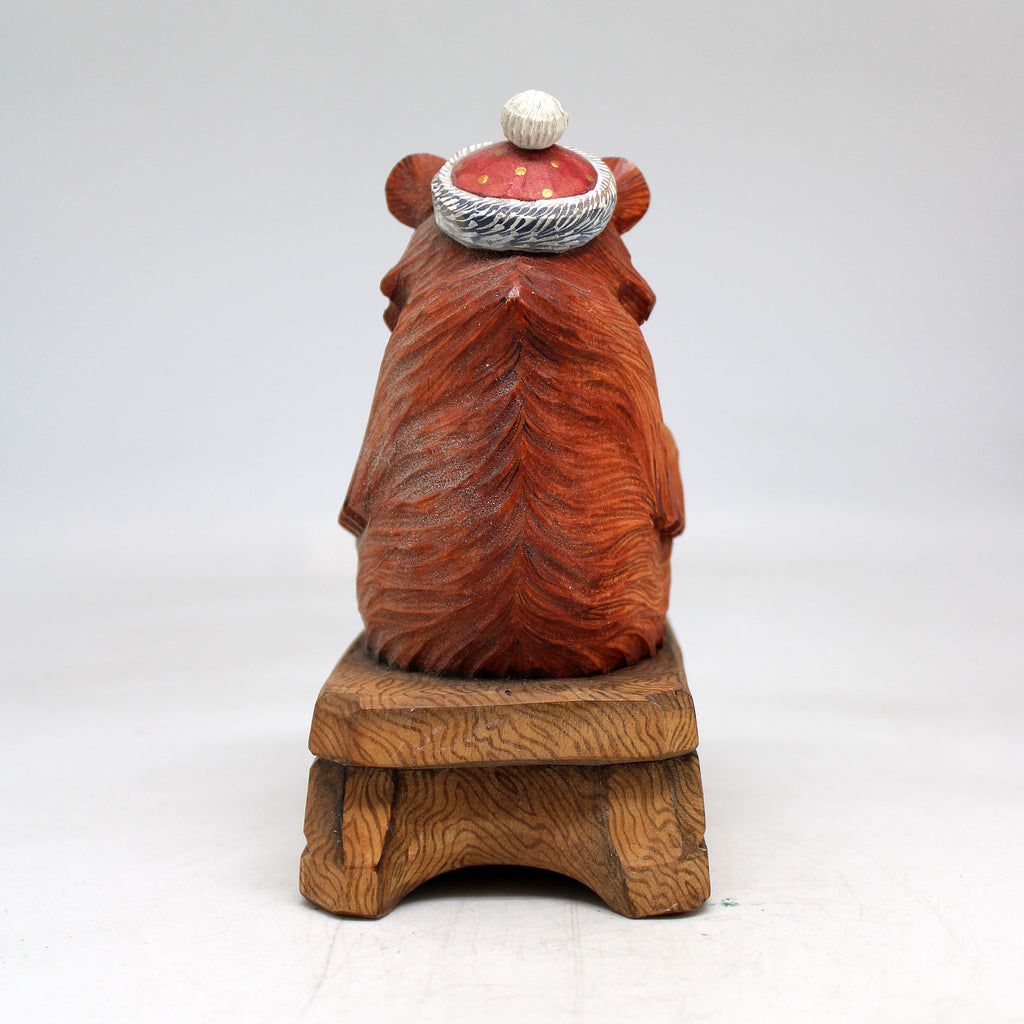One-of-a-Kind Bear with Garmoshka WOODCARVED Figurine 5.5x3x4