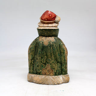 One-of-a-Kind Santa with Book WOODCARVED Figurine 6x35x35 by G. Debrekht - - Unique Handcrafted and Hand-Painted Collectible
