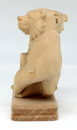 One-of-a-Kind Bear Arm Wrestling Wood carved Figurine 5