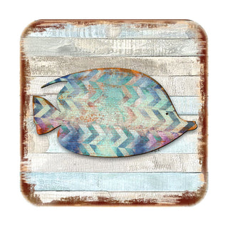 Tropical Fish Coastal Wooden Cork Coasters Gift Set of 4 by Nature Wonders - Coastal Sea-Life Decor - 8198527-2-9C-S4