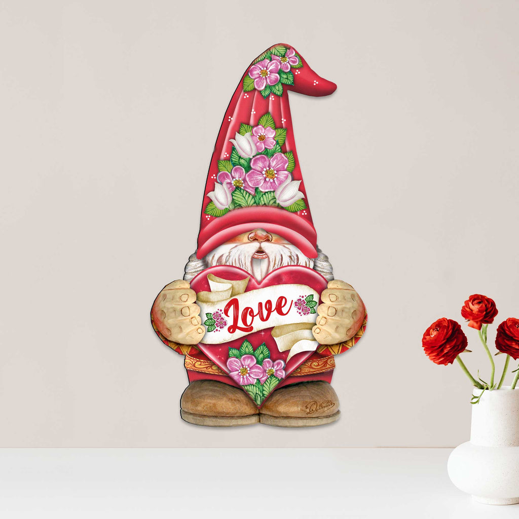Love Gnome Wooden Door Hanger Wall Art by G. DeBrekht - Love Family Kids Decor - 8611018H
