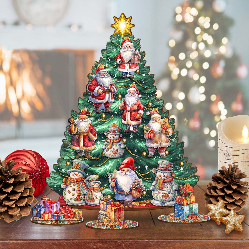 Santa Claus Christmas Tree Eco Wood Set by G.DeBrekht Christmas Decor - 8091516