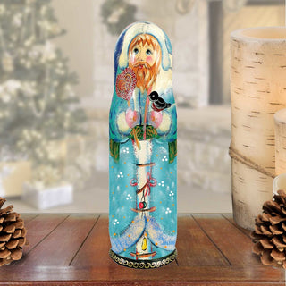Love Candy Cane Hand-Painted Wooden Bottle Holder, Wine Box, Tall Gift Box by G. DeBrekht - Christmas: Santa Snowman Decor - 190073