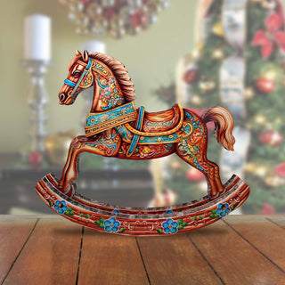 Enchanting Rocking Horse Limited Edition Wooden Figurine by G. Debrekht - Christmas Centerpiece Decor - 89308