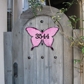 Butterfly Wooden Custom House Number Sign - Easter Spring Decor - Handcrafted Wooden Address Sign - MA98413