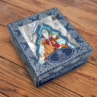 Nordic Santa Tree Glass Ornament by G. DeBrekht - Christmas Santa Snowman Decor - 762-026