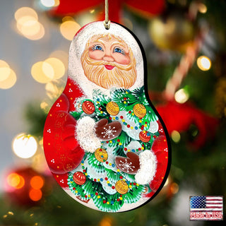 Santa Nesting Doll Wooden Ornaments by G. DeBrekht - Christmas Santa Snowman Decor - 8115011-2
