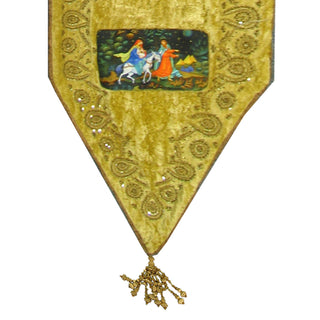 Nativity Design Runner Table Decor - Handmade Tapestry from Velvet and Silk Hand-Embroidered with Gold 70x16 Inches by G. Debrekht - Unique Handcrafted Home Decor