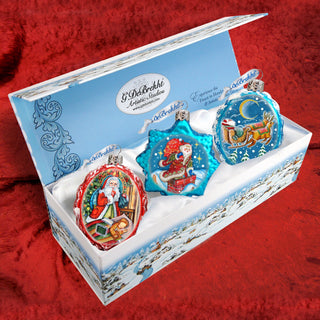 Christmas Night Mercury Glass Ornaments Set of 3 by G. DeBrekht - Christmas Santa Snowman Decor - 770103-2S3