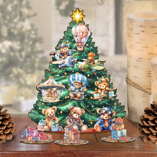 Teddy Bear Christmas Tree Eco Wood Set by G.DeBrekht Christmas Decor - 8091508