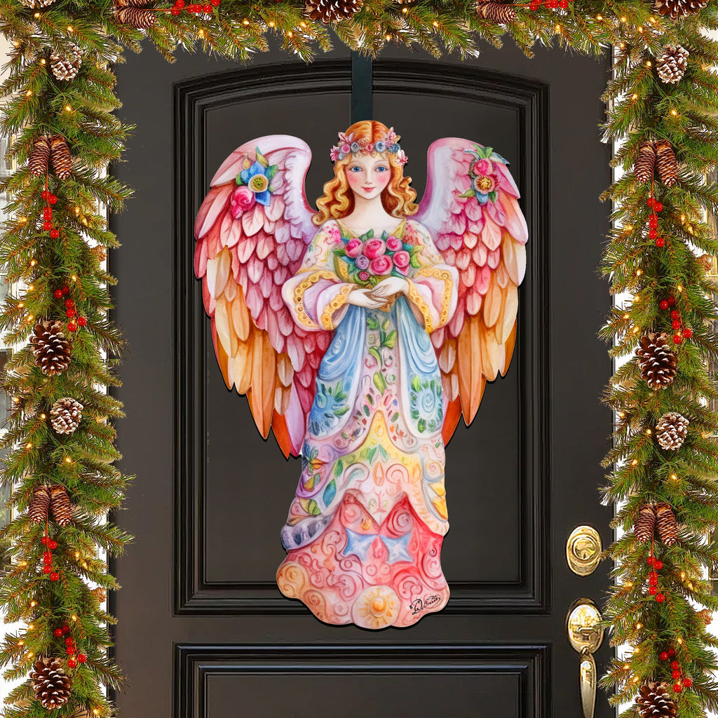 Pink Floral Angel Holiday Door Decor by G. Debrekht - Christmas Decor - 8611023H