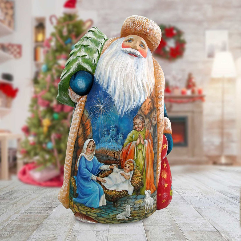 Midnight Miracle Santa Hand-Painted WOODCARVED Masterpiece by G. DeBrekht - Nativity Holiday Decor - 243019 - SPECIAL ORDER *** PRE-ORDER - Handmade Just for You! ***