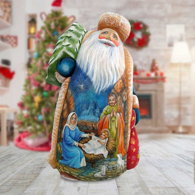Midnight Miracle Santa Hand-Painted WOODCARVED Masterpiece by G. DeBrekht - Nativity Holiday Decor - 243019 - SPECIAL ORDER *** PRE-ORDER - Handmade Just for You! ***