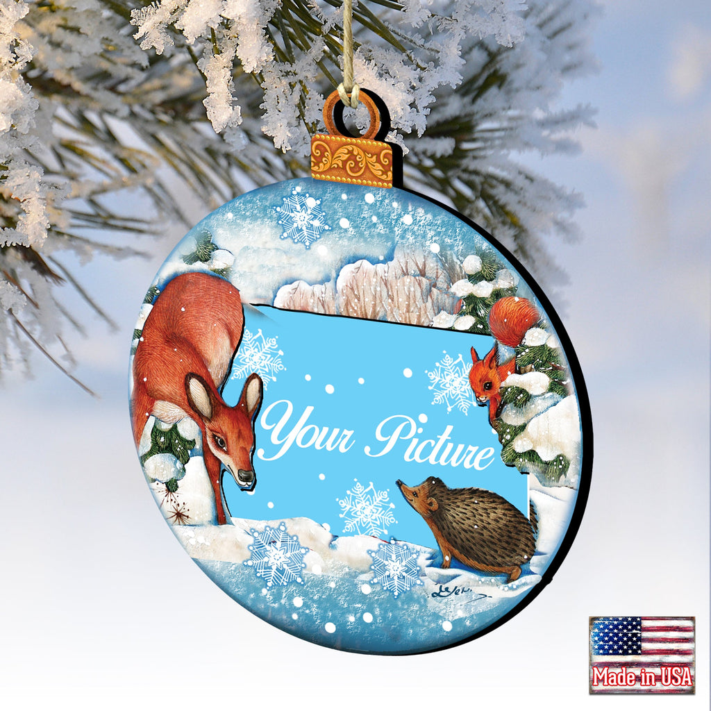 Christmas Ball Picture Frame Ornaments - Ornament for Photo - Christmas Santa Snowman Decor - 8173412PF