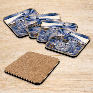 Starlight Otters Wooden Cork Coasters Gift Set of 4 by J. Bergsma - Wildlife Decor - 8199473C-S4