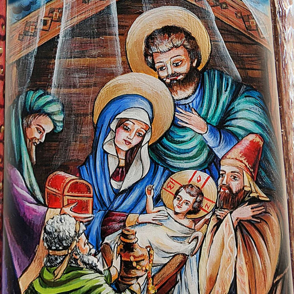 Holy Family Santa Hand-Painted WOODCARVED Masterpiece by G. DeBrekht - Nativity Holiday Decor - 215862