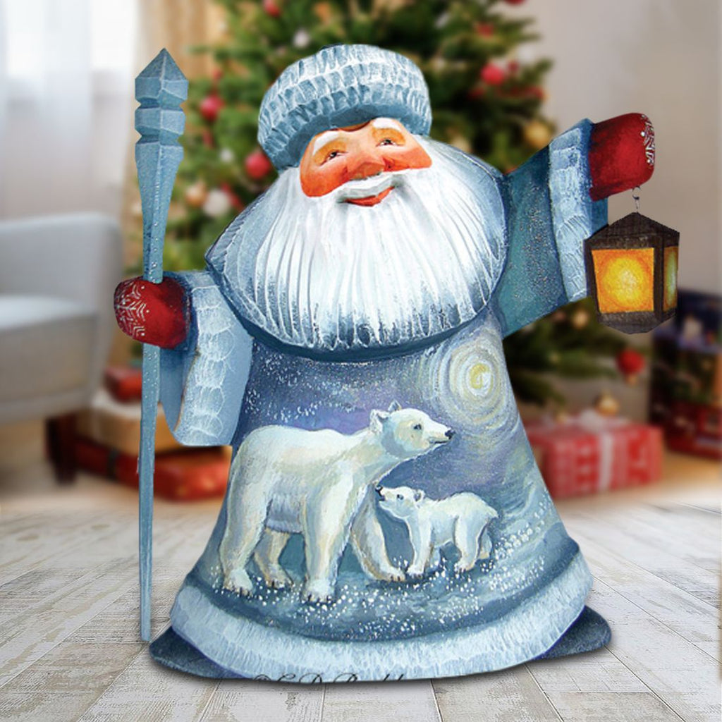 Santa Polar Story Hand-Painted WOODCARVED Masterpiece by G. DeBrekht - Wildlife Holiday Decor - 8215672
