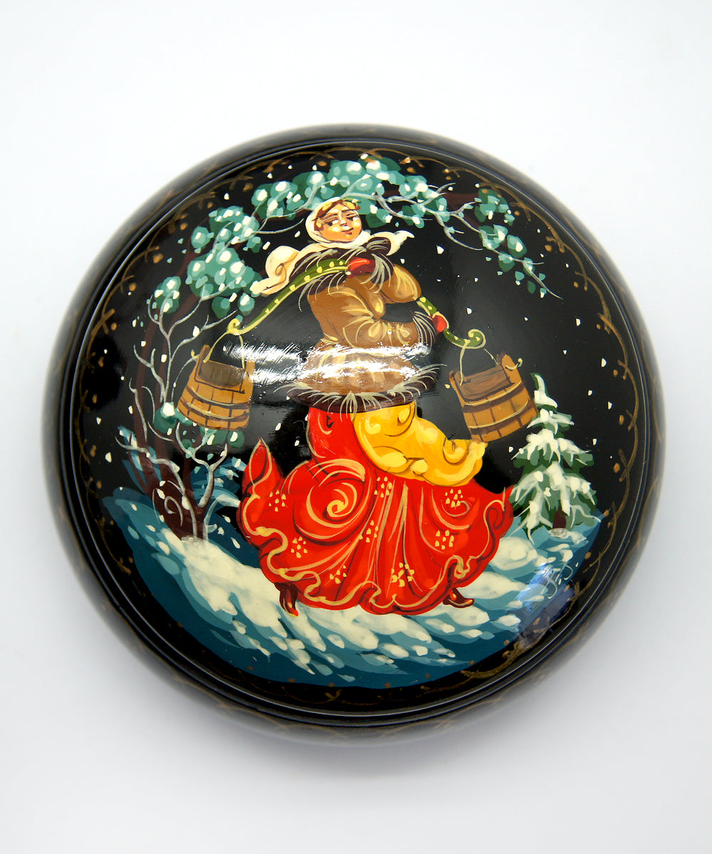 One-of-a-Kind Fairy Tale Hand-Carved and Hand-Painted Lacquer Box by G. Debrekht Unique Handmade Gift