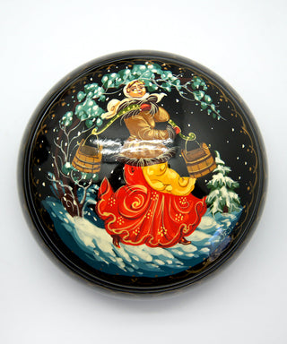 One-of-a-Kind Fairy Tale Hand-Carved and Hand-Painted Lacquer Box by G. Debrekht Unique Handmade Gift