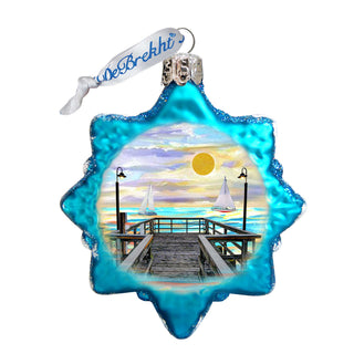 Boats at Pier Mercury Glass Ornament by G. DeBrekht - Coastal Holiday Decor - 775482