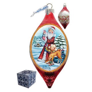Santa Kids Cut Drop Glass Ornament by G. DeBrekht - Christmas Santa Snowman Decor - 757-005