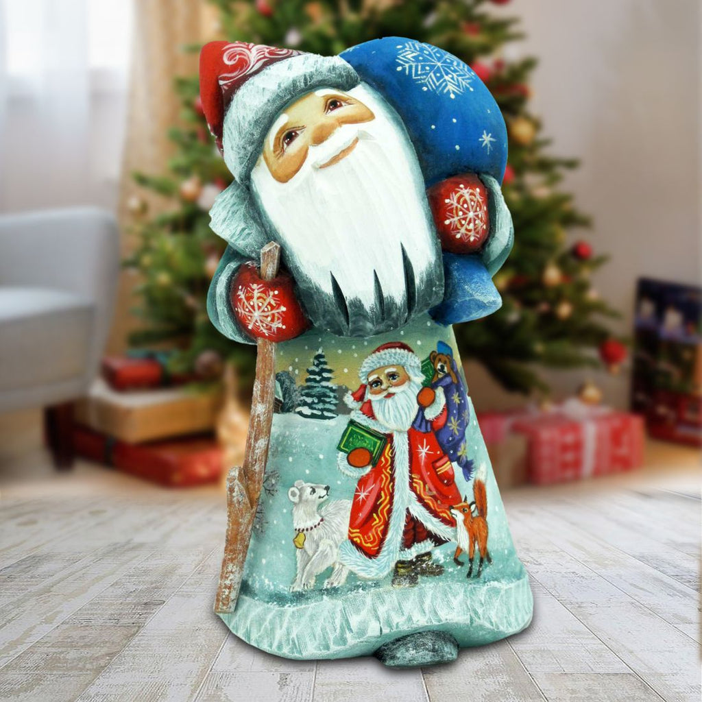 Santa Snowman Play Hand-Painted WOODCARVED Masterpiece by G. DeBrekht - Christmas Decor - 82150922 *** PRE-ORDER - Handmade Just for You! ***