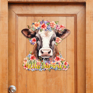 Front door welcome sign Hello Summer Front porch Summer wreath Main entrance banner Flowers Welcome sign - Wooden front porch decor - 933111H