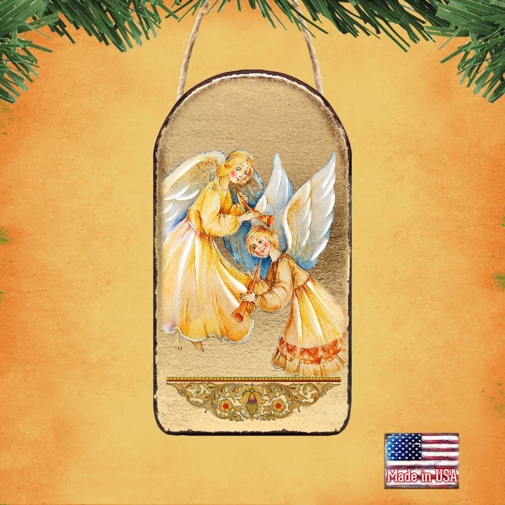 Angels Watching Over You Religious Christian Sacred Icon Ornament - Inspirational Icon Decor - 87046