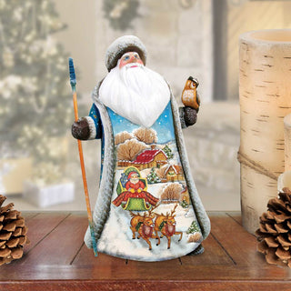 Long-awaited Courier Santa with Owl Hand-Painted WOODCARVED Masterpiece by G. DeBrekht - Christmas Decor - 821815 - SPECIAL ORDER *** PRE-ORDER - Handmade Just for You! ***