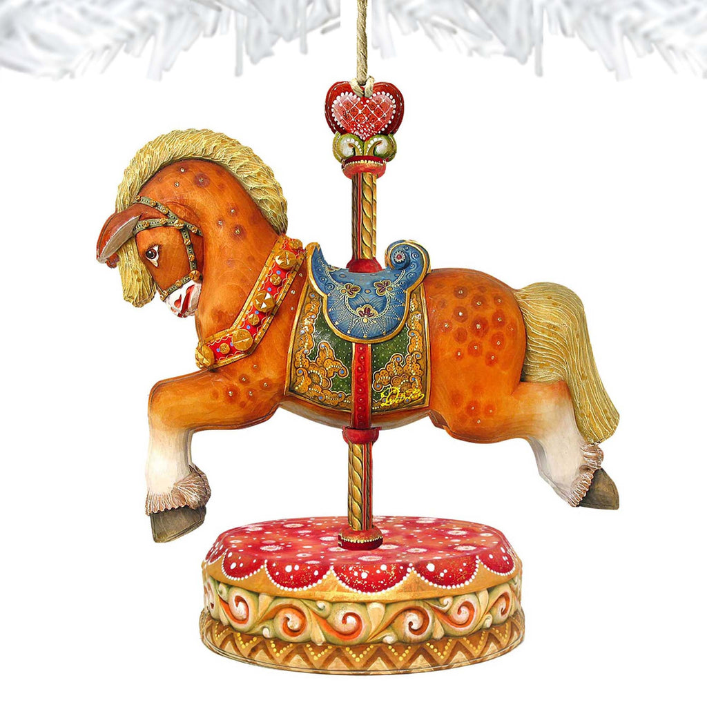 Carousel Horses Wooden Ornaments by G. DeBrekht - Carousel Holiday Decor - 8114041-1