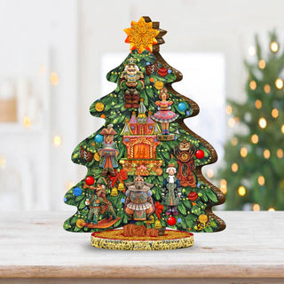 Nutcracker Decorated Centerpiece Wooden Tree Figurine by G. DeBrekht - Christmas Decor - 89302