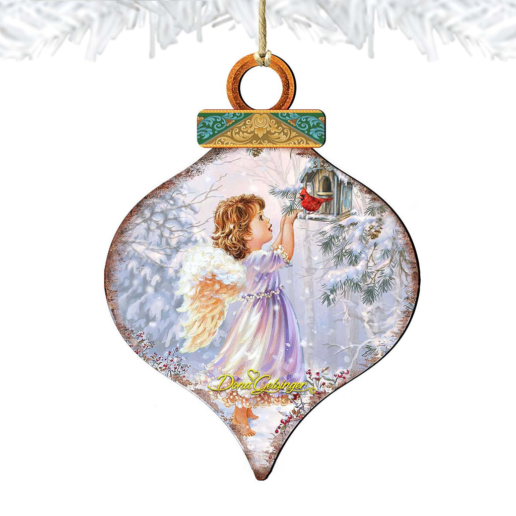 Red Robin Woodland Angel Wooden Ornaments by Gelsinger - Nativity Holiday Decor - 8031118-1622