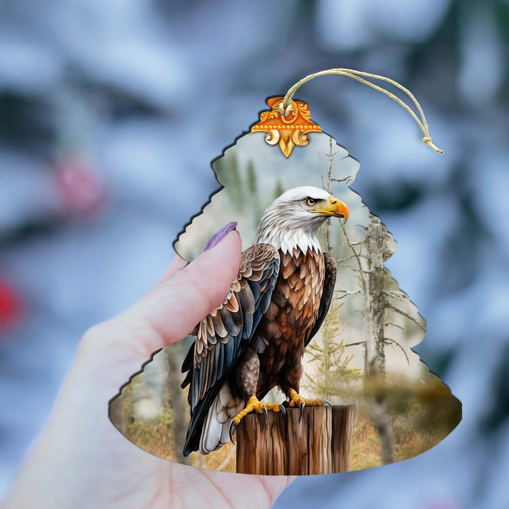 Alaskan Bald Eagle Tree Wooden Ornaments by G.Debrekht - Wildlife Holiday Decor - 870007