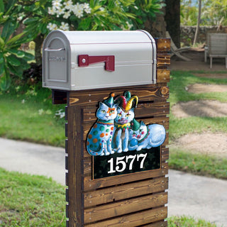 The Cats Performance Personalized House Number Sign by Laura Seeley - Pets Dog and Cats Decor - Handcrafted Wooden Handcrafted Wooden Handcrafted Wooden Address Sign - MA8512072-LS