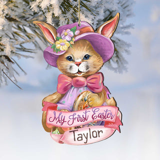 Personalized Baby Gift, Easter Wooden Ornament, Easter Basket Tag - Baby Name My First Easter Bunny Wooden Ornaments by G. Debrekht Easter Spring Decor - 8652783P-24