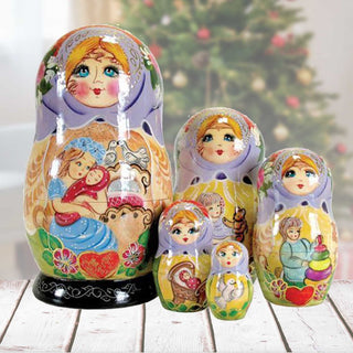 Mother Love Matreshka Nesting Hand-Painted Dolls Set of 5 by G. DeBrekht - Love Family Kids Decor - 130231