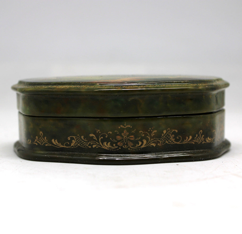 Handpainted One-of-a-Kind Papier Mache Lacquered Box 4 x 2.5 x 1.25