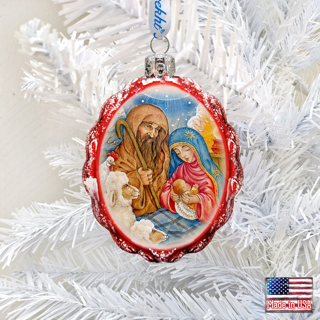 Nativity Glass Ornament Keepsake,, Nativity Inspirational Decor - 772029