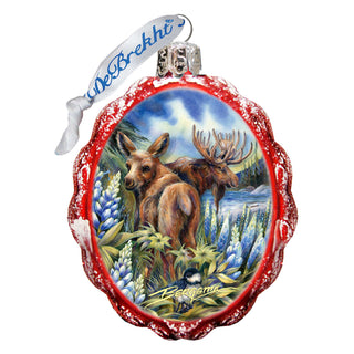 Easily AƒMoosed in Lupine Mercury Glass Ornament by J. Bergsma - Wildlife Holiday Decor - 7783948-JB