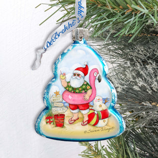 Santa with Flamingo Toy Mercury Glass Ornaments by Susan Winget - Christmas Decor - 776040-SW