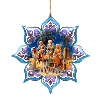 Three King's Journey Snowflake Wooden Ornaments by G. Debrekht - Nativity Holiday Decor - 8688438
