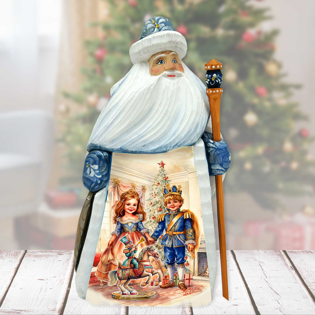 Clara and Nutcracker Prince Santa Hand-Painted WOODCARVED Figurine by G. DeBrekht - Christmas Santa Snowman Decor - 8209017