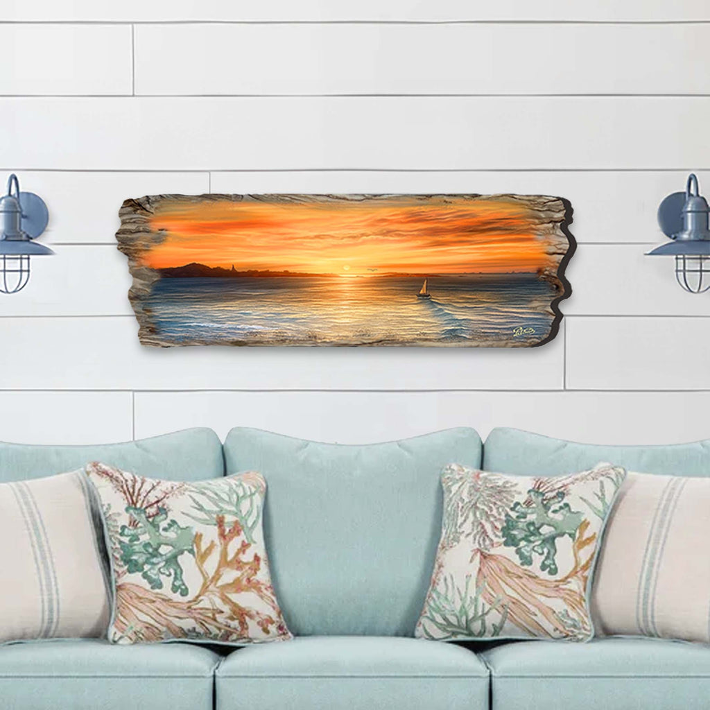 Ocean Sunset Wooden Wall Art by G. DeBrekht Coastal Decor - 8491106W