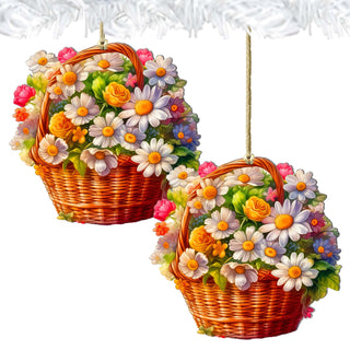 Daisy Basket Wooden Ornaments by G. Debrekht - Love Family Decor - 8688314