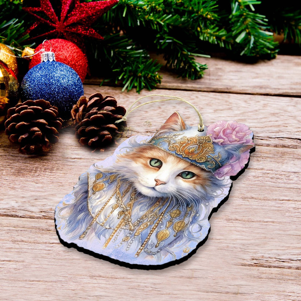 Beautiful Cats Decorative Eco Wood Ornaments Set of 3 by G. Debrekht - Christmas Decor - 8091033-S3