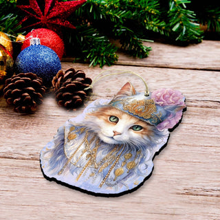 Beautiful Cats Decorative Eco Wood Ornaments Set of 3 by G. Debrekht - Christmas Decor - 8091033-S3