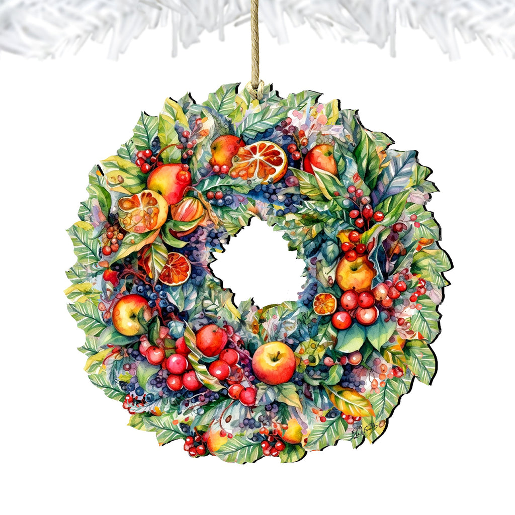 Summer Harvest Fruit Wreath Wooden Ornaments by G. Debrekht Christmas Decor - 8611071