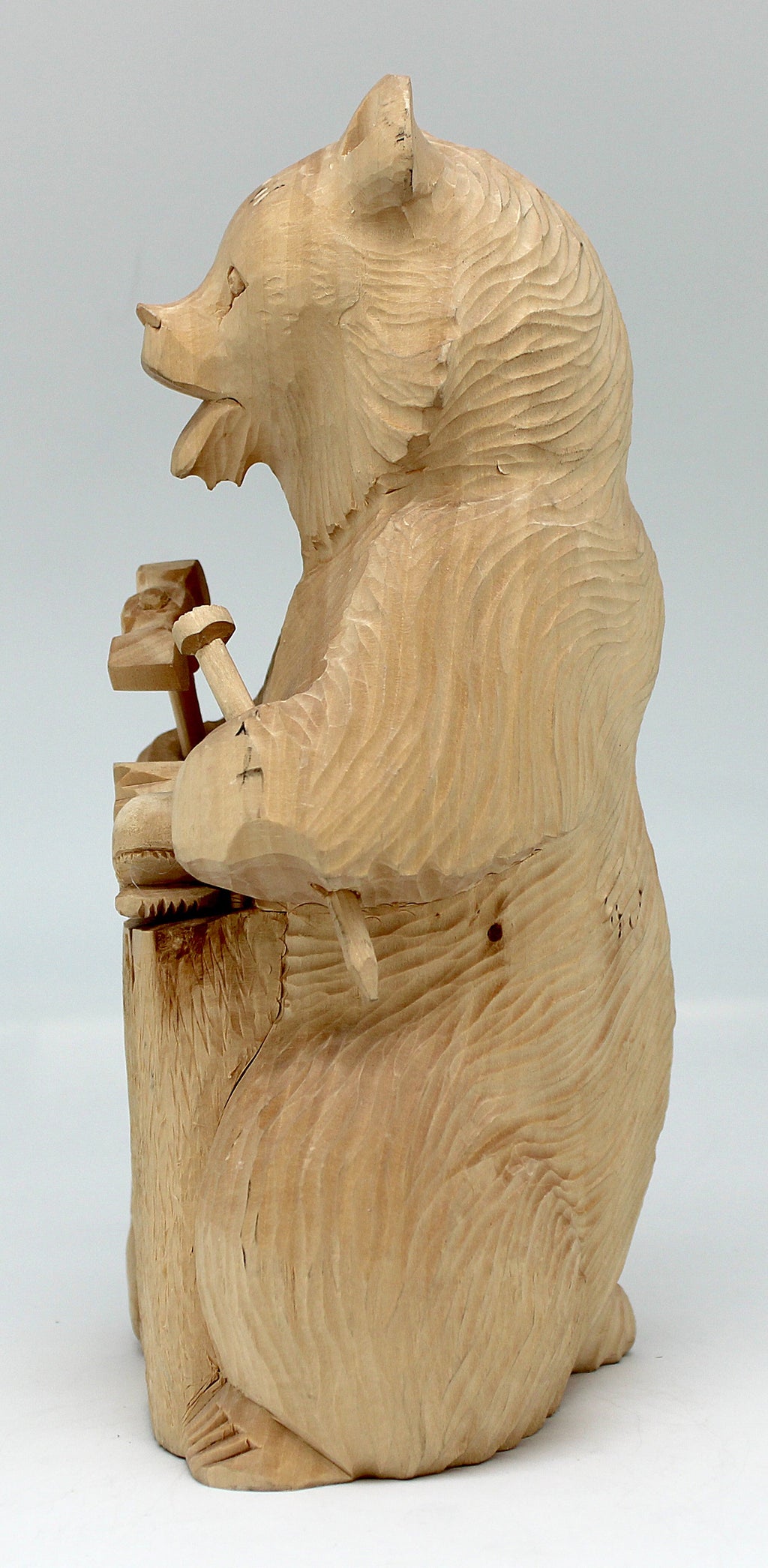 One-of-a-Kind Bear Shoemaker Wood carved Figurine 8.5
