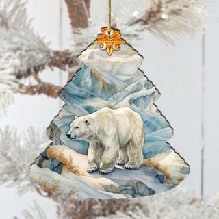 Arctic Glacier Polar Bear Tree Wooden Ornaments by G.Debrekht - Wildlife Holiday Decor - 870011